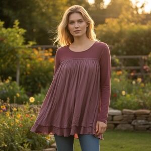 Womens Matilda Jane Top Long Sleeve M Pink Red